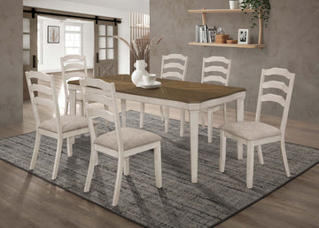 Ronnie 7-Piece Rectangular Dining Table Set Rustic Cream