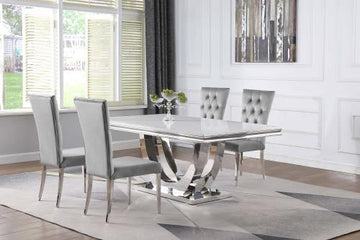 Kerwin 5-Piece Dining Room Set Grey And Chrome