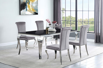 Carone 5-Piece 81″ Rectangular Dining Set Grey And Chrome