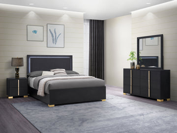 Marceline 4-Piece Eastern King Bedroom Set With LED Headboard Black
