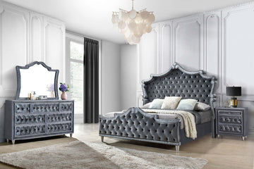 Antonella 4-Piece Eastern King Bedroom Set Grey