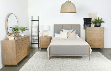Arini 4-Piece Upholstered Queen Bedroom Set Sand Wash And Grey