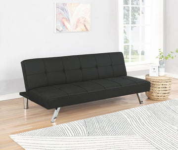 Joel Upholstered Tufted Convertible Sofa Bed Black