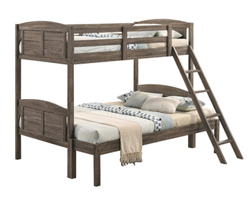 Flynn Wood Twin Over Full Bunk Bed Weathered Brown