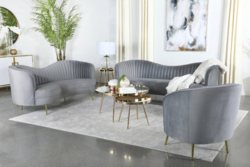 Sophia 3-Piece Upholstered Channel Tufted Sofa Set Grey