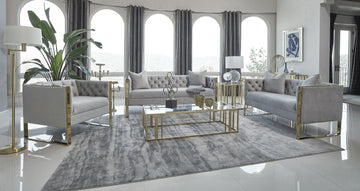 Eastbrook 3-Piece Tufted Back Living Room Set Grey