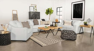 Ashlyn 3-Piece Upholstered Sloped Arms Living Room Set White