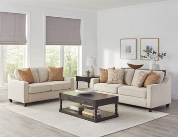 Christine 2-Piece Upholstered Sloped Arm Sofa Set Beige
