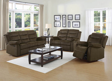 Rodman 3-Piece Upholstered Reclining Sofa Set Olive Brown