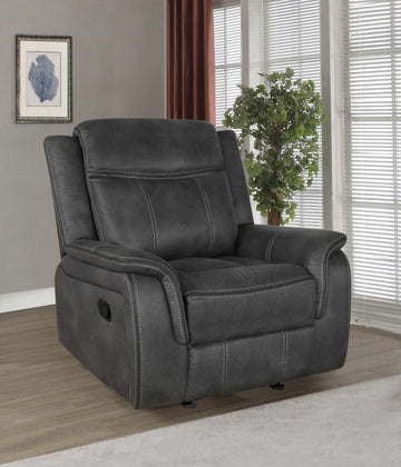 Lawrence Upholstered Padded Arm Glider Recliner Charcoal