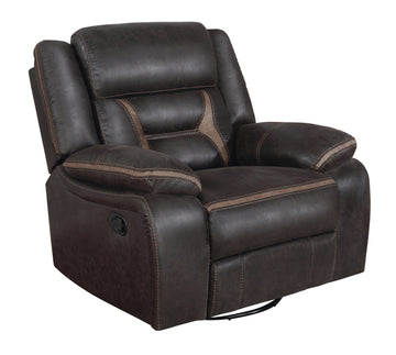 Greer Upholstered Swivel Glider Recliner Chair Brown