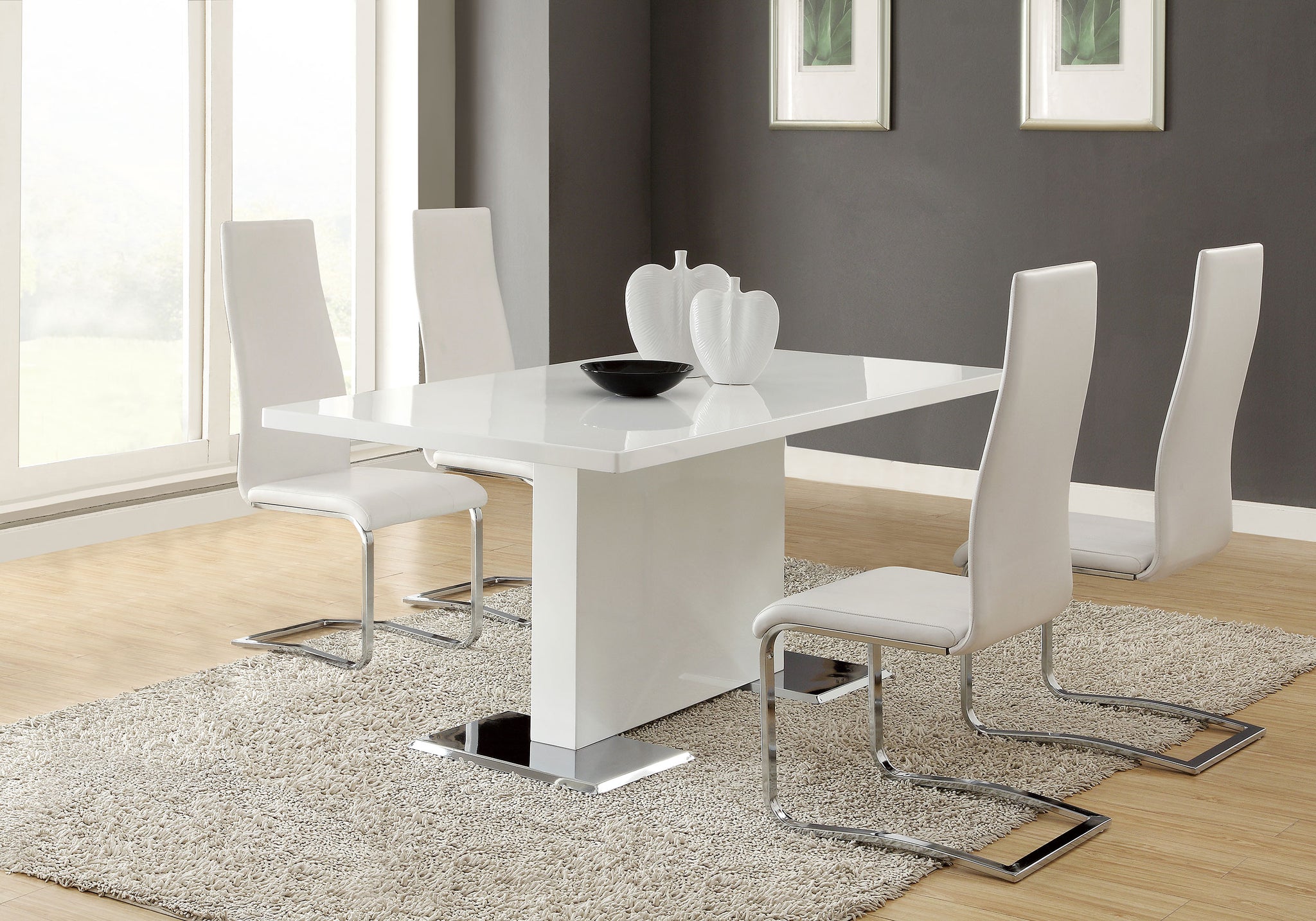 Anges 5-Piece Dining Set White High Gloss And White