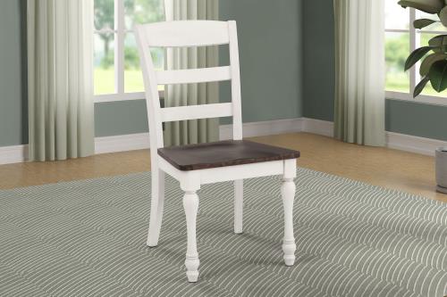 Madelyn Ladder Back Side Chairs Dark Cocoa And Coastal White (Set Of 2)