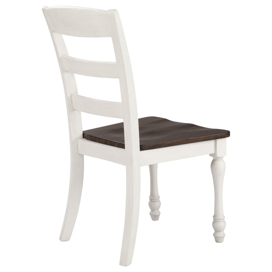 Madelyn Ladder Back Side Chairs Dark Cocoa And Coastal White (Set Of 2)