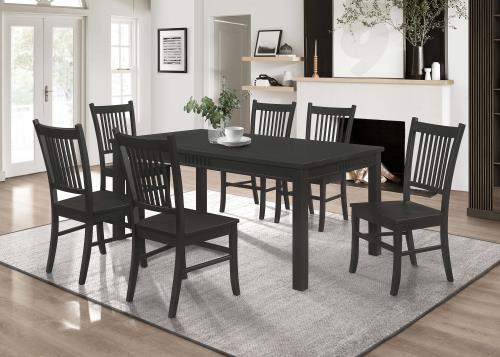 Marbrisa 7-Piece Rectangular Dining Table Set Matte Black