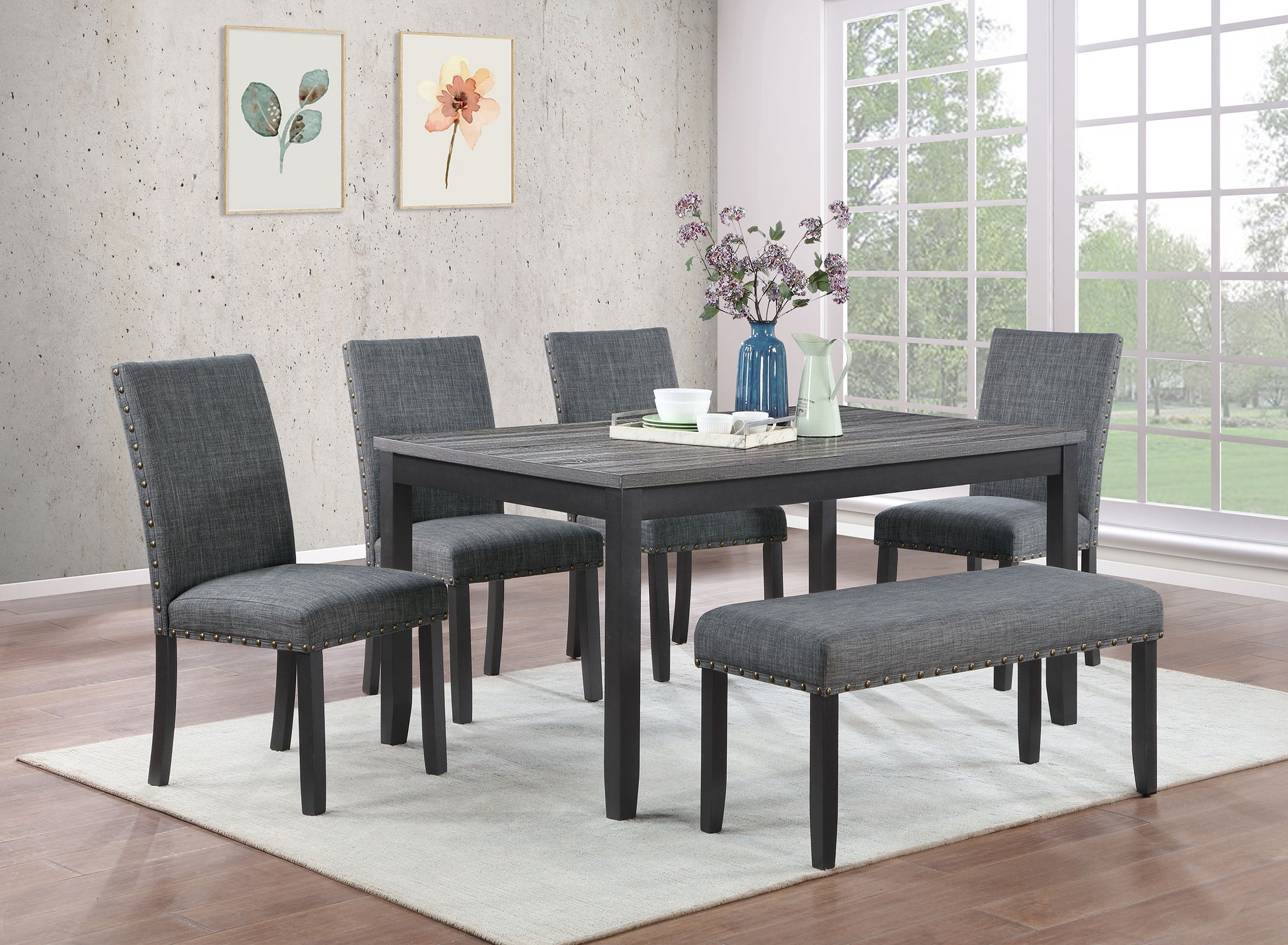 Barlow 6-Piece Rectangular Dining Set Grey And Black