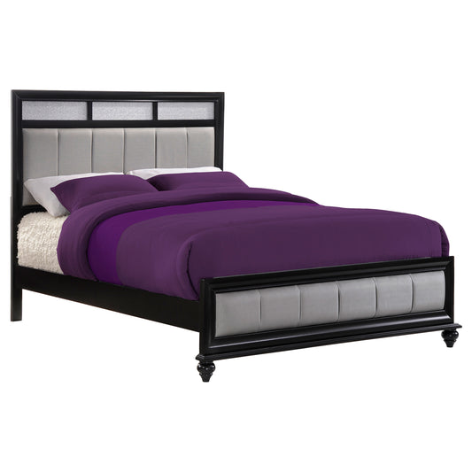 Barzini Bedroom Set With Upholstered Headboard Black 4pc