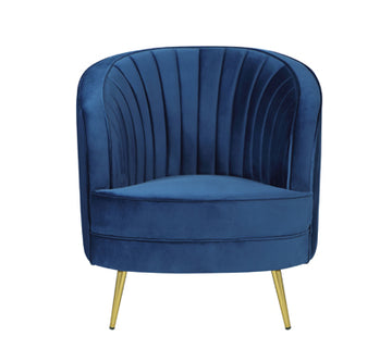 Sophia Upholstered Channel Tufted Barrel Accent Chair Blue