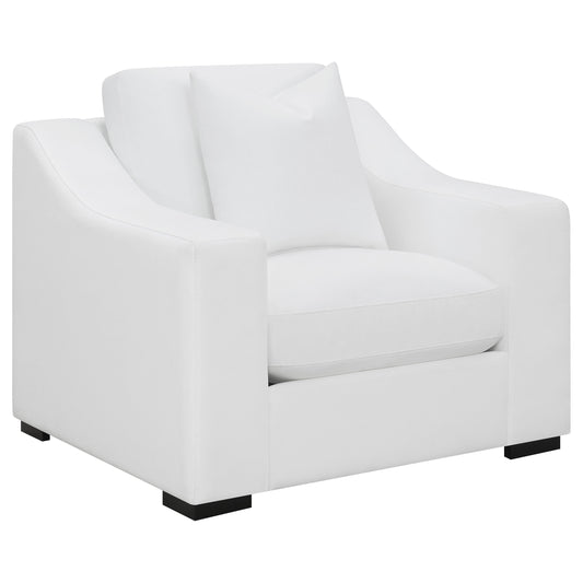 Ashlyn 3-Piece Upholstered Sloped Arms Living Room Set White