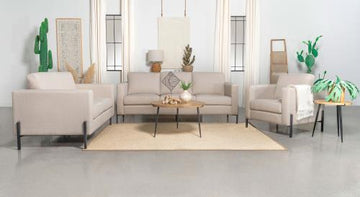 Tilly 3-Piece Upholstered Track Arms Sofa Set Oatmeal