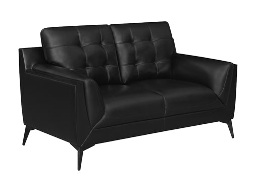 Moira 2-Piece Upholstered Wedge Arm Tufted Sofa Set Black