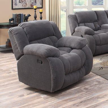 Weissman Upholstered Padded Arm Glider Recliner Grey