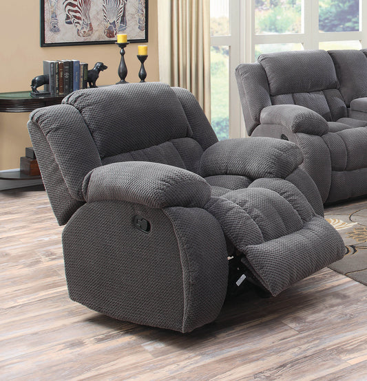 Weissman Upholstered Padded Arm Glider Recliner Grey