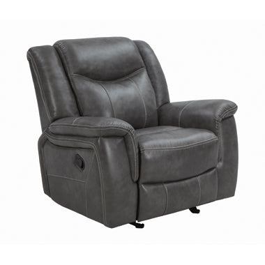 Conrad Upholstered Padded Arm Glider Recliner Grey