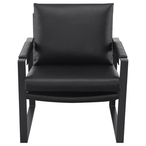 Rosalind Upholstered Track Arms Accent Chair Black And Gummetal