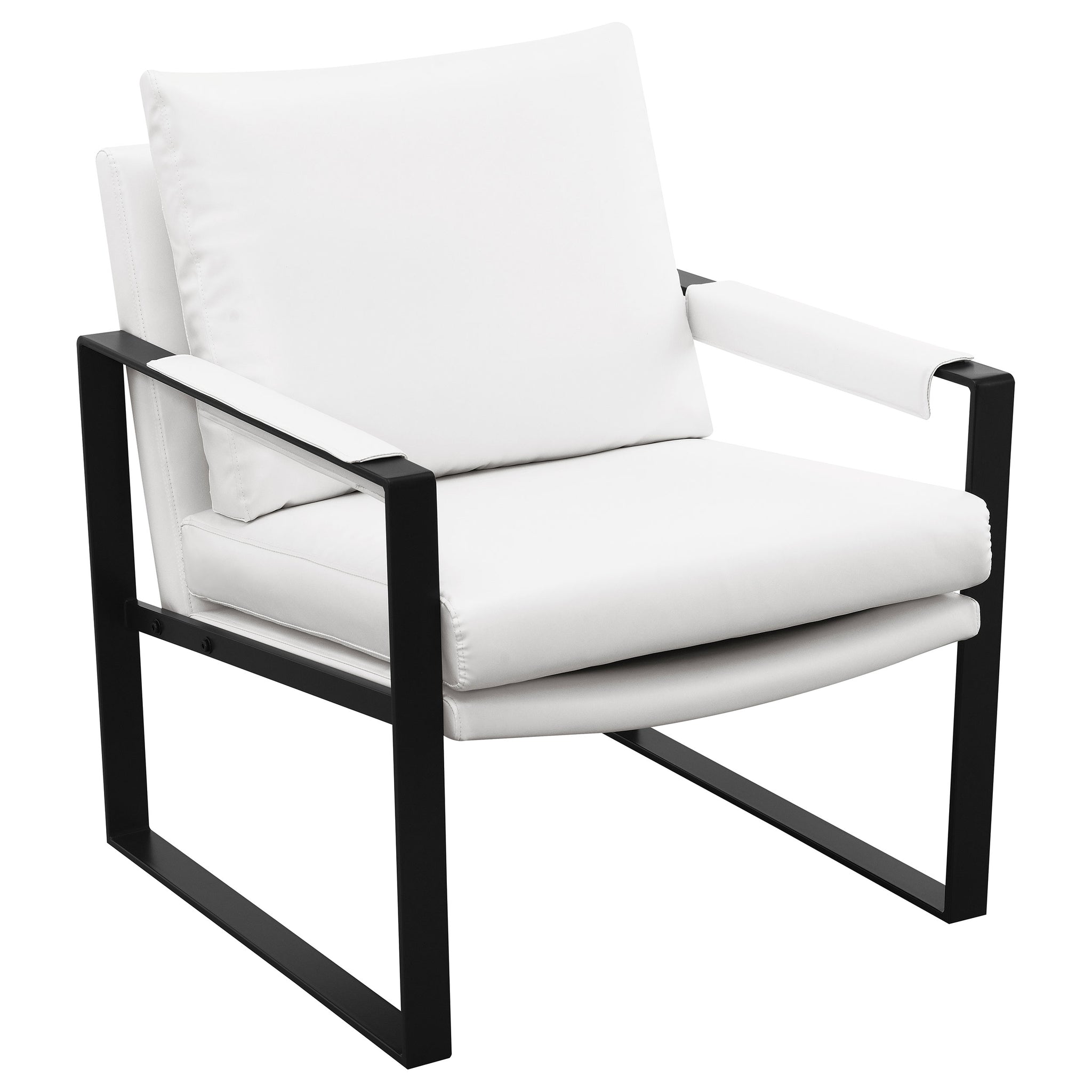 Rosalind Upholstered Track Arms Accent Chair White And Gummetal