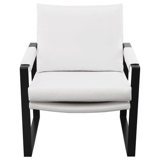 Rosalind Upholstered Track Arms Accent Chair White And Gummetal