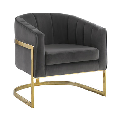 Alamor Tufted Barrel Accent Chair Dark Grey And Gold