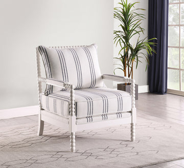 Blanchett Upholstered Bobbin Accent Chair White And Navy