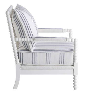 Blanchett Upholstered Bobbin Accent Chair White And Navy