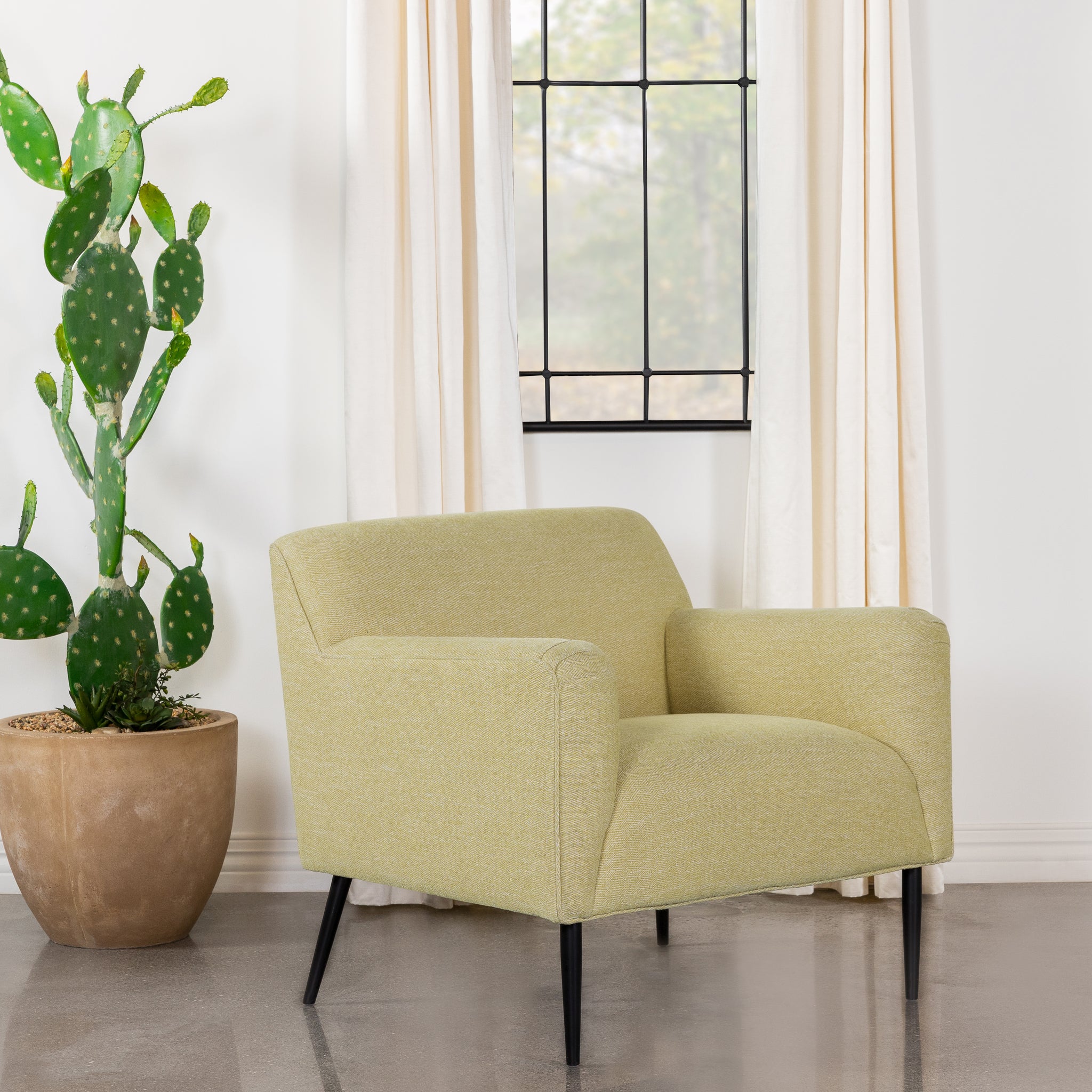 Darlene Upholstered Track Arms Accent Chair Lemon