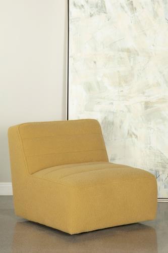 Cobie Upholstered Armless Swivel Chair Mustard