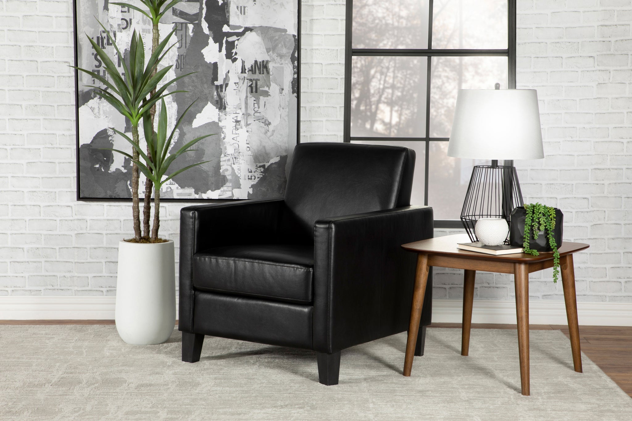 Julio Upholstered Track Arm Accent Chair Black